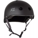 Skateboard helmet S-One LIFER BLACK MATTE BRIGHT GREY STRAPS 2024 
