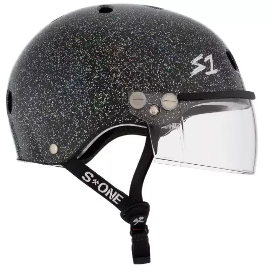 Skateboard helmet S-One Lifer Visor Black Gloss Glitter 2024 