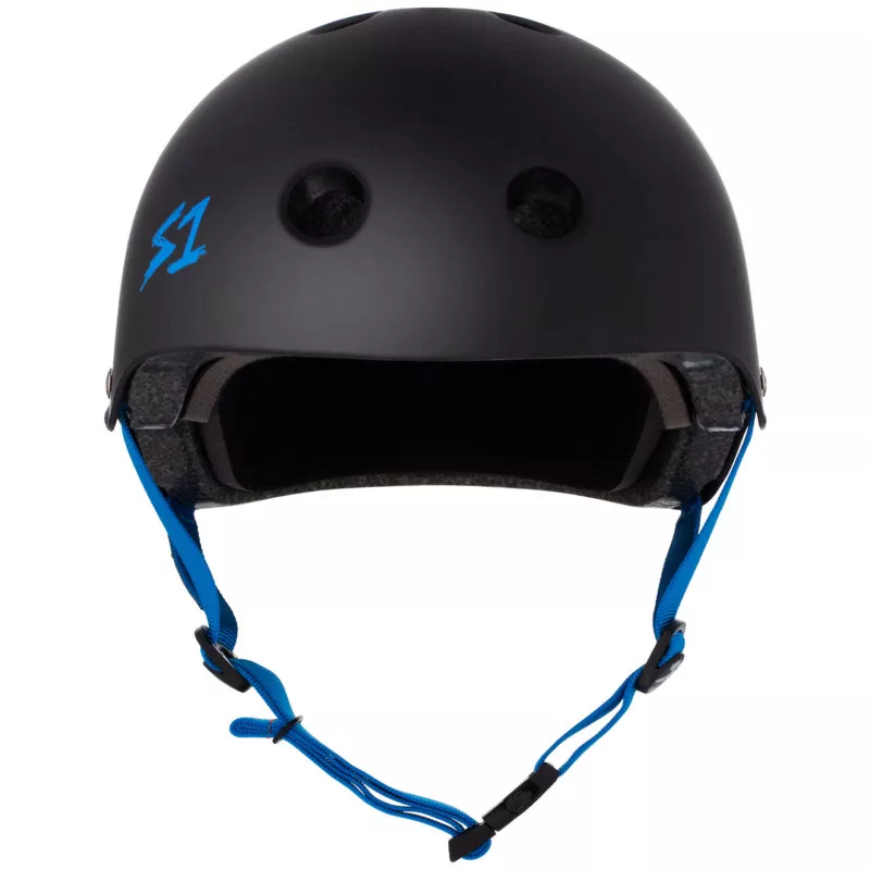 Casque de skateboard S-One Lifer Black Matte Cyan Straps 2024 